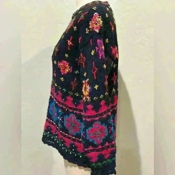 VTG Casual Corner Women’s S Limited Edition Hand Knit Sweater Grannycore Beaded - Picture 3 of 11